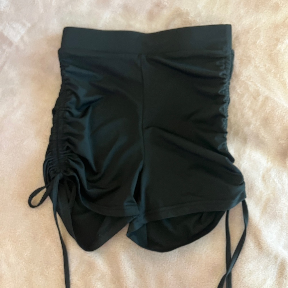 Black Ruched Women's Shorts